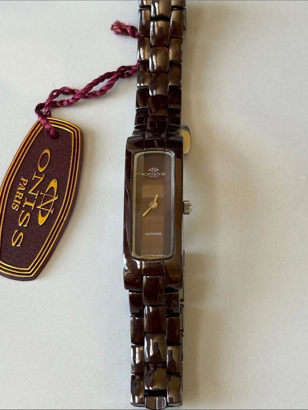 Women's Black Ceramic Bracelet Watch - Rectangular Dial